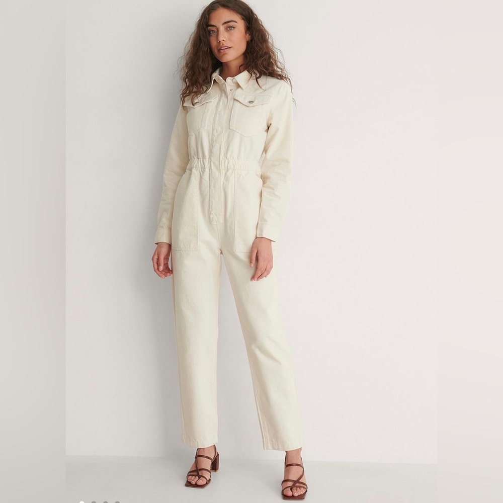 👖 NA-KD‎ Cream Utility Safari Jumpsuit Sz 34 (US XS)👖